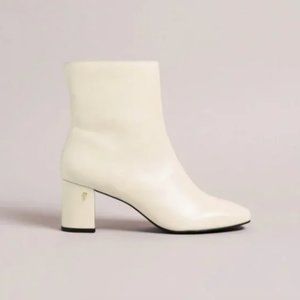 NEW Ted Baker Neyomi Leather Block Heel Ankle Boots Natural